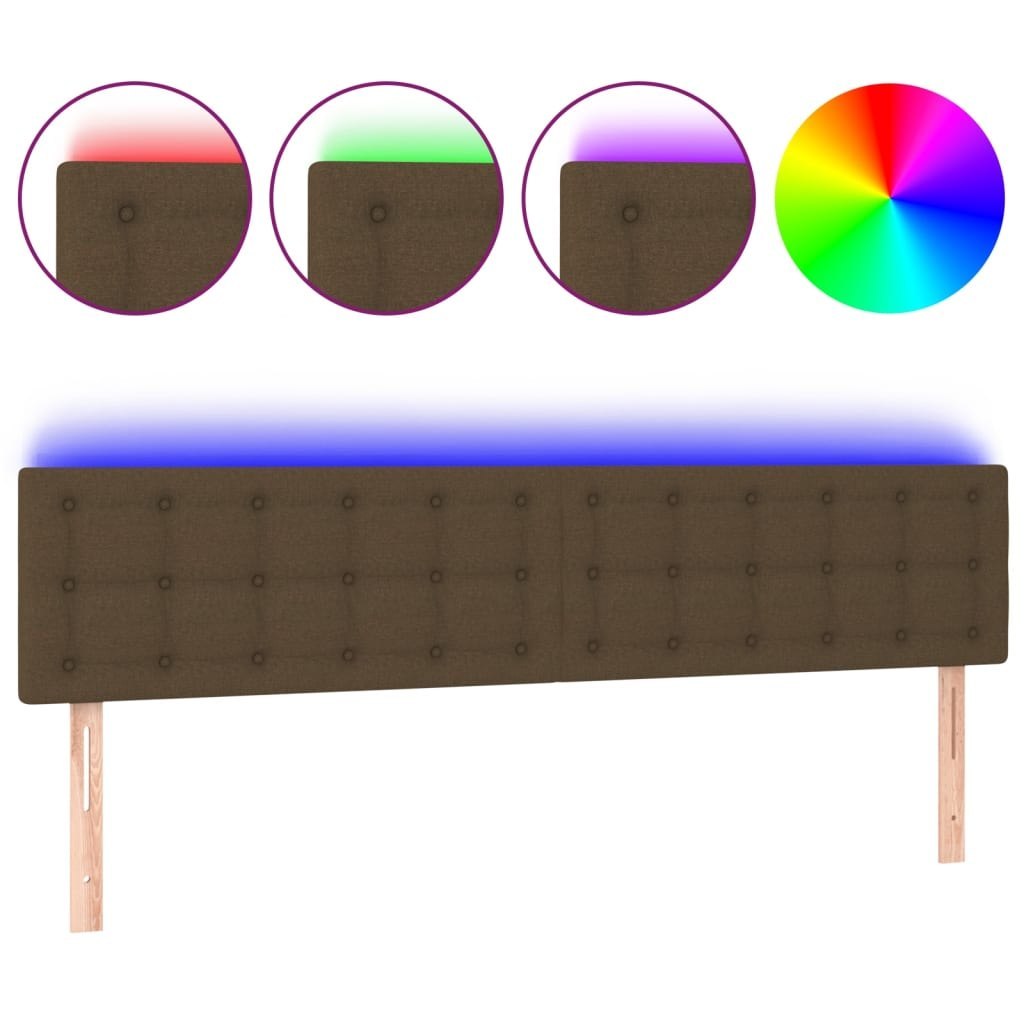 Zagłówek do łóżka z LED, ciemnobrązowy, 180x5x78/88 cm, tkanina Lumarko!