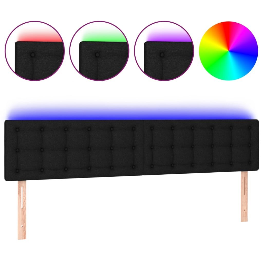 Zagłówek do łóżka z LED, czarny, 200x5x78/88 cm, tkanina Lumarko!