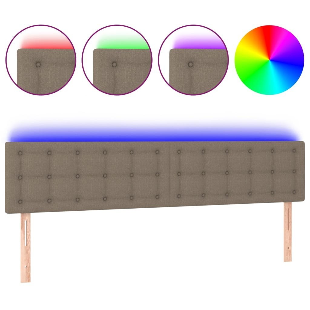 Zagłówek do łóżka z LED, taupe, 200x5x78/88 cm, tkanina Lumarko!