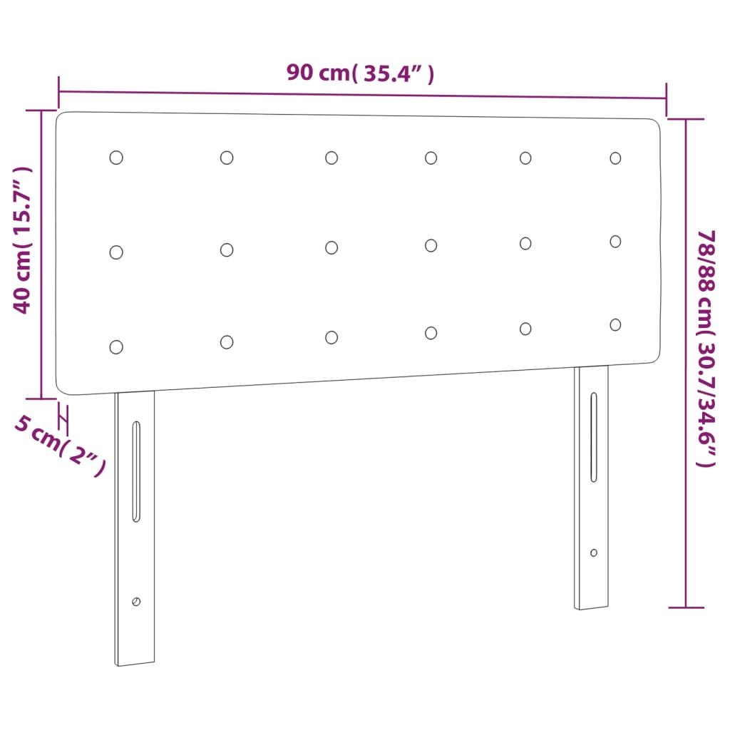 Zagłówek do łóżka z LED, jasnoszary, 90x5x78/88 cm, aksamit Lumarko!