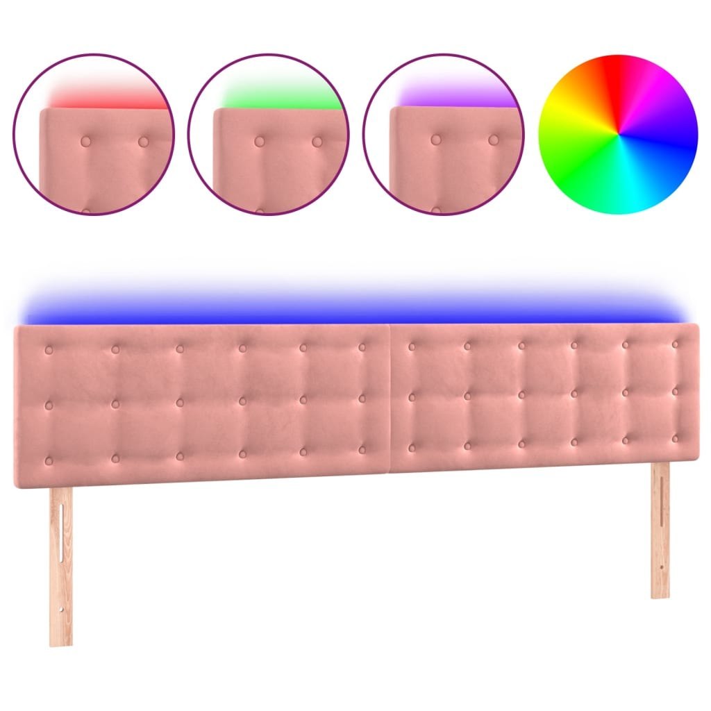 Zagłówek do łóżka z LED, różowy, 180x5x78/88 cm, aksamit Lumarko!