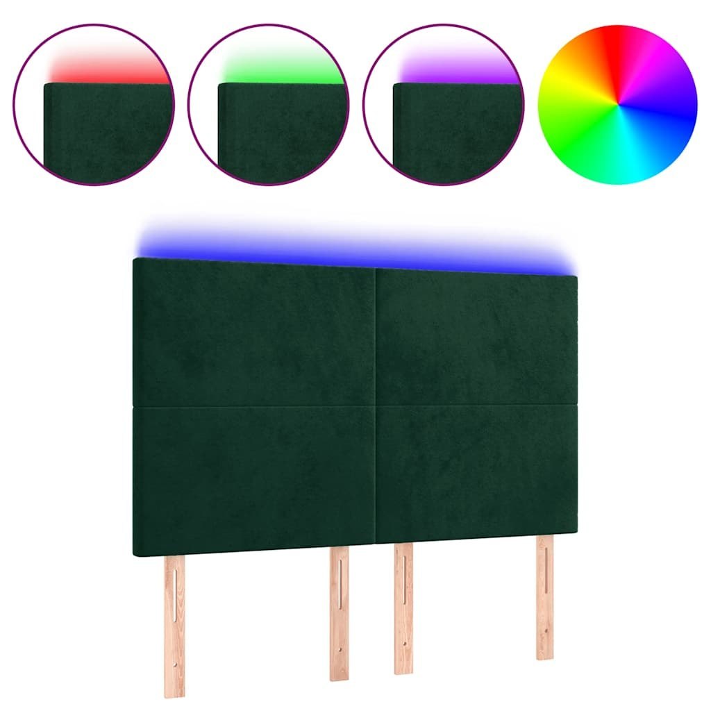 Zagłówek do łóżka z LED, ciemnozielony, 144x5x118/128 cm Lumarko!