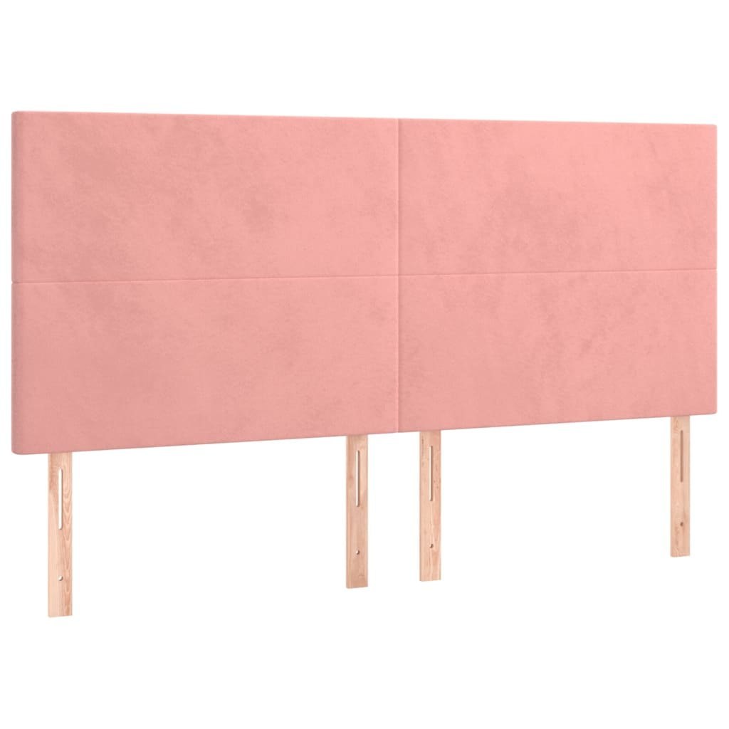 Zagłówek do łóżka z LED, różowy, 200x5x118/128 cm, aksamit Lumarko!