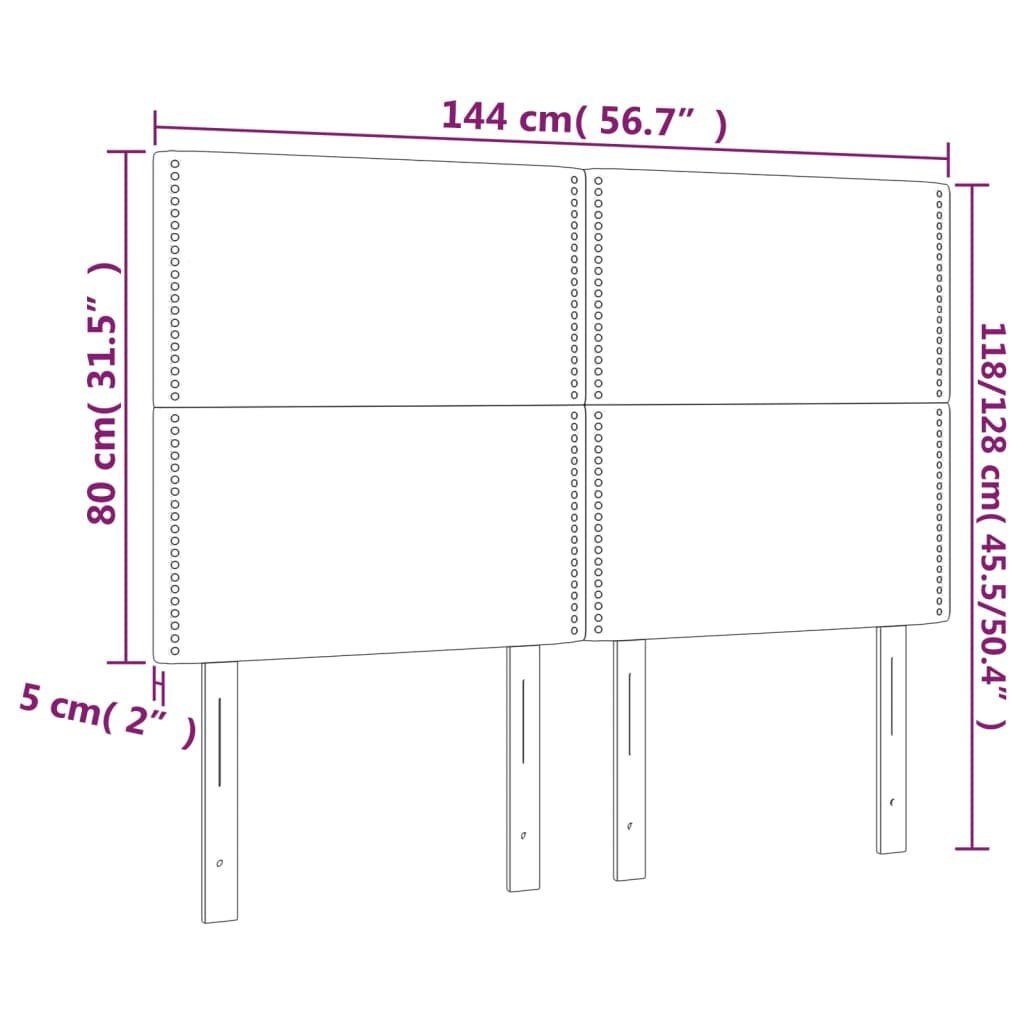 Zagłówek do łóżka z LED, jasnoszary, 144x5x118/128 cm, tkanina Lumarko!