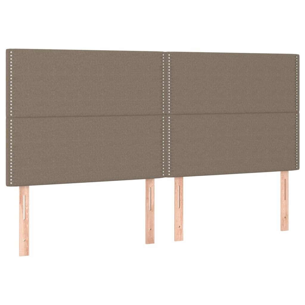 Zagłówek do łóżka z LED, taupe, 200x5x118/128 cm, tkanina Lumarko!