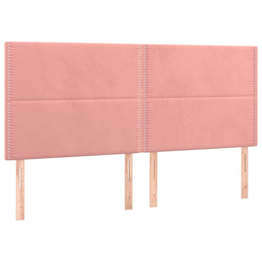 Zagłówek do łóżka z LED, różowy, 200x5x118/128 cm, aksamit Lumarko!