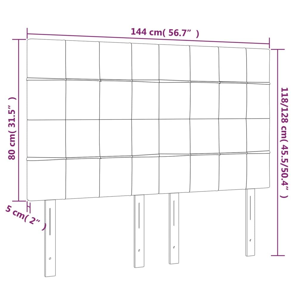 Zagłówek do łóżka z LED ciemnobrązowy 144x5x118/128 cm tkanina Lumarko!