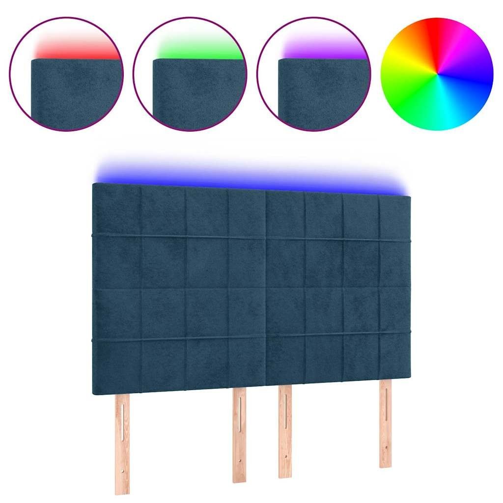 Zagłówek do łóżka z LED ciemnoniebieski, 144x5x118/128 cm Lumarko!
