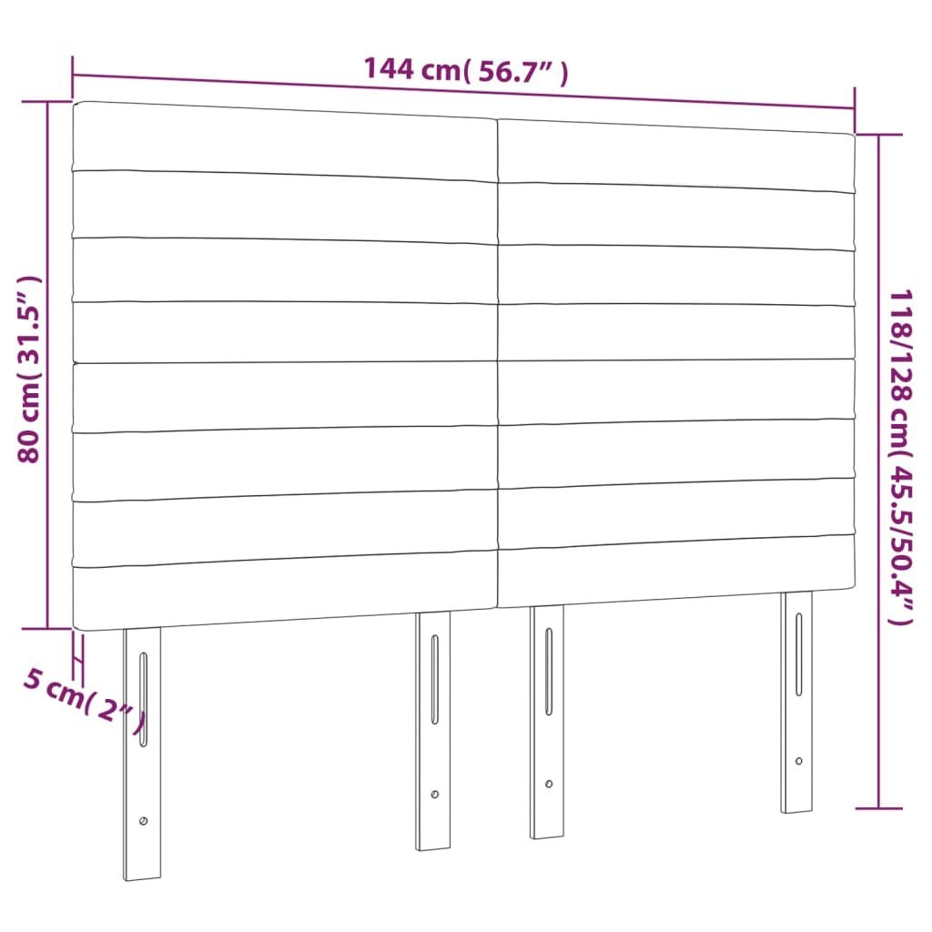 Zagłówek do łóżka z LED ciemnobrązowy 144x5x118/128 cm tkanina Lumarko!