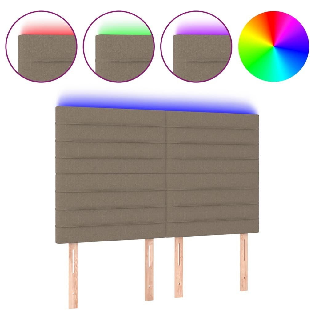 Zagłówek do łóżka z LED, taupe, 144x5x118/128 cm, tkanina Lumarko!