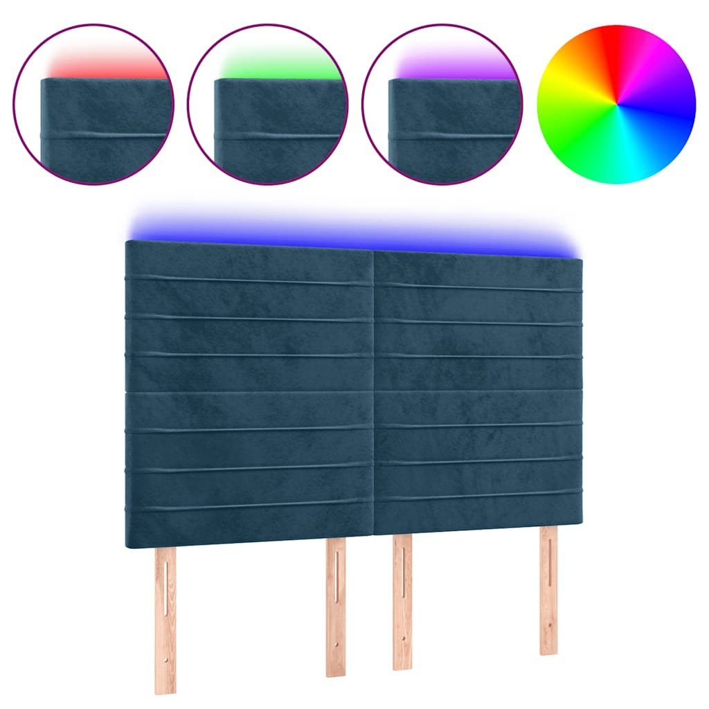 Zagłówek do łóżka z LED ciemnoniebieski, 144x5x118/128 cm Lumarko!
