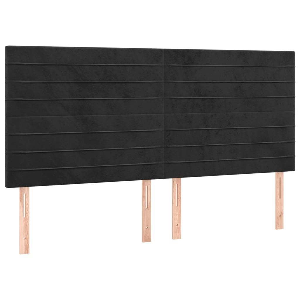 Zagłówek do łóżka z LED, czarny, 200x5x118/128 cm, aksamit Lumarko!