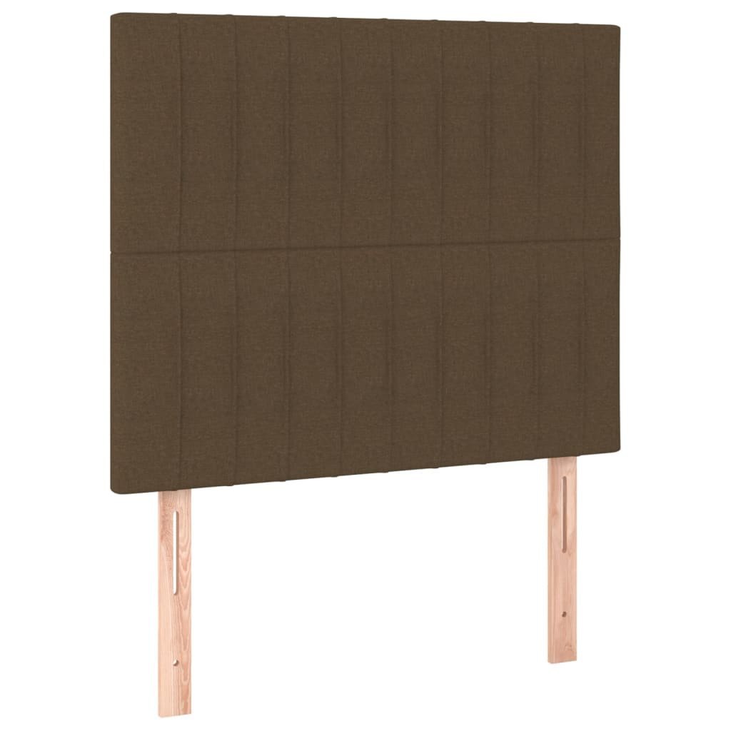 Zagłówek do łóżka z LED ciemnobrązowy 100x5x118/128 cm tkanina Lumarko!