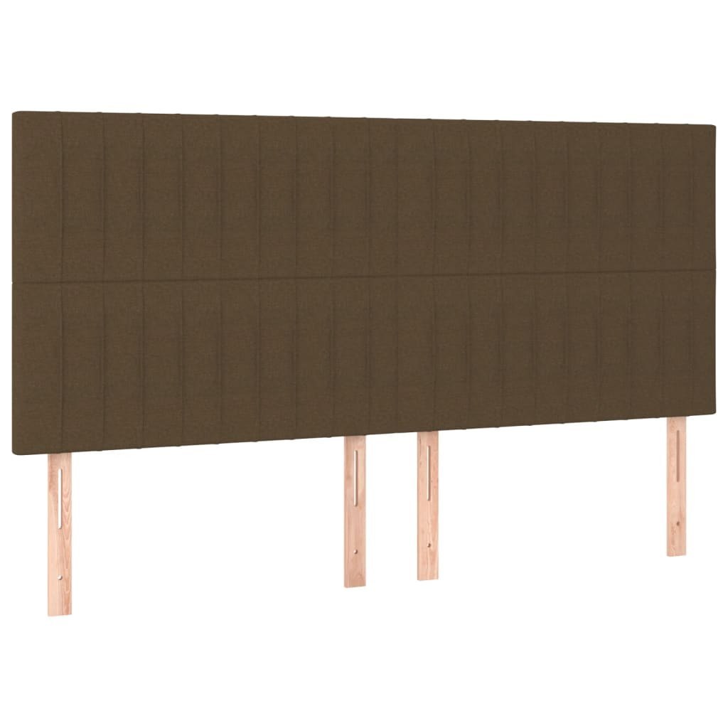 Zagłówek do łóżka z LED ciemnobrązowy 160x5x118/128 cm tkanina Lumarko!