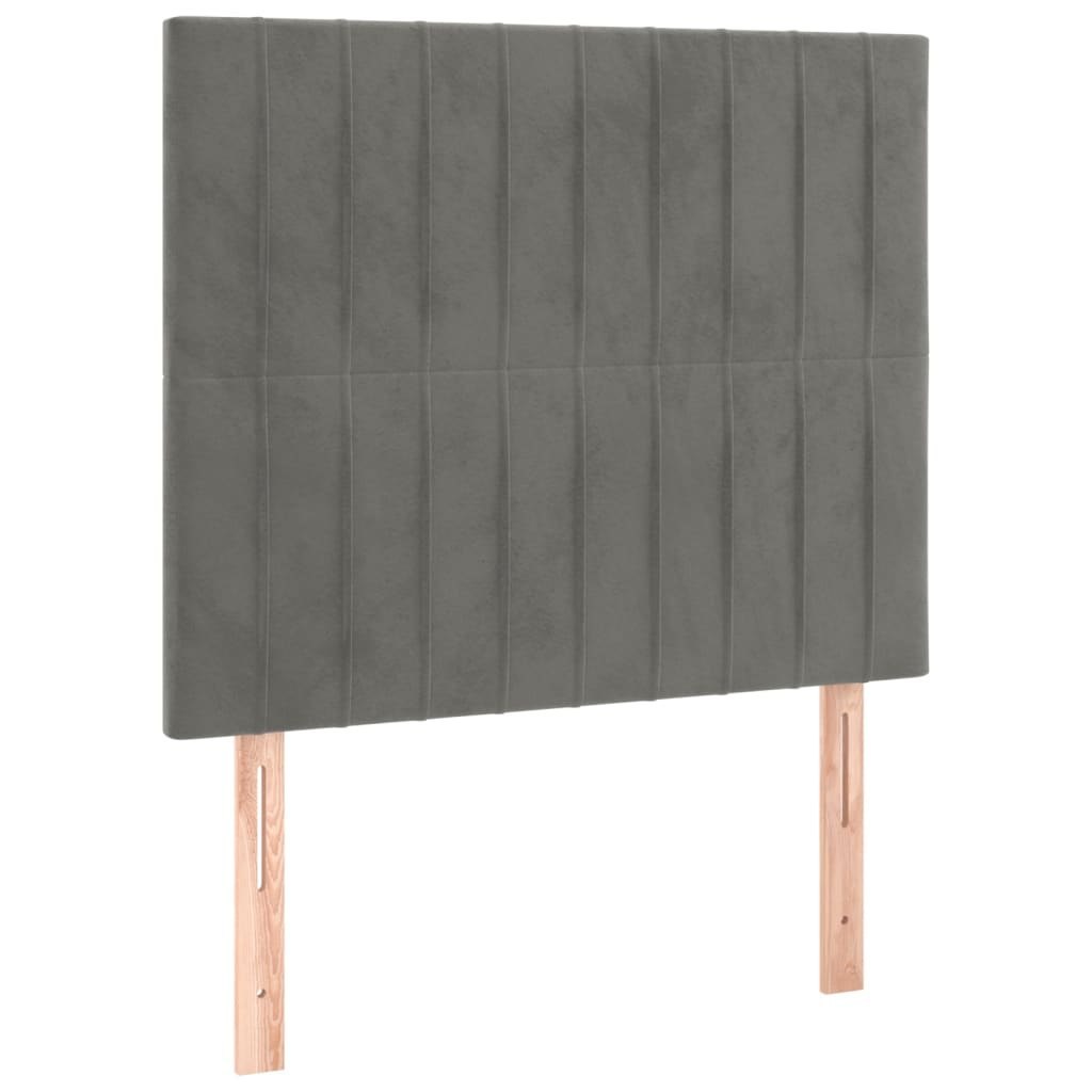 Zagłówek do łóżka z LED, jasnoszary, 80x5x118/128 cm, aksamit Lumarko!