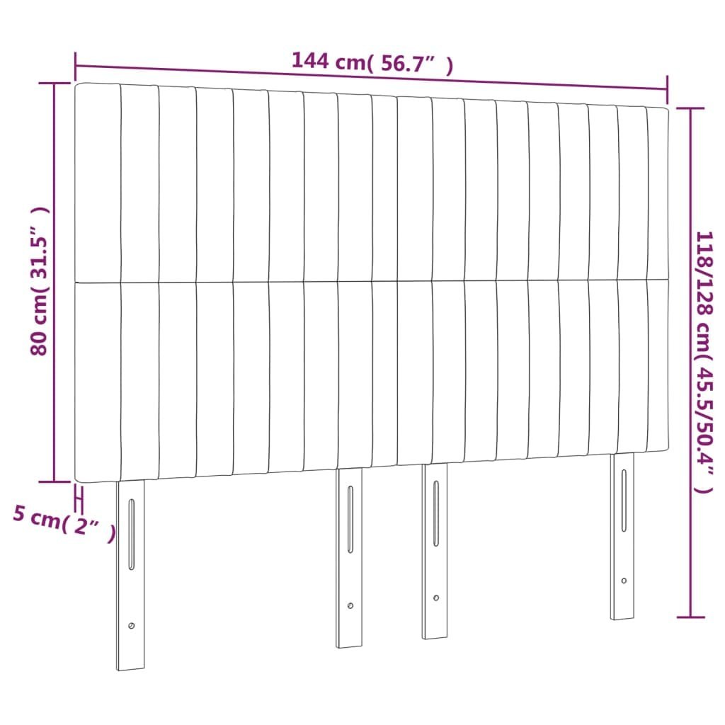 Zagłówek do łóżka z LED, ciemnoszary, 144x5x118/128 cm, aksamit Lumarko!