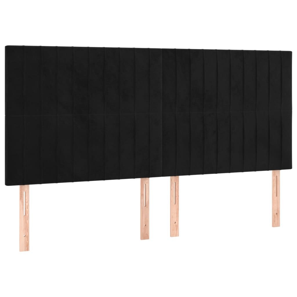 Zagłówek do łóżka z LED, czarny, 200x5x118/128 cm, aksamit Lumarko!