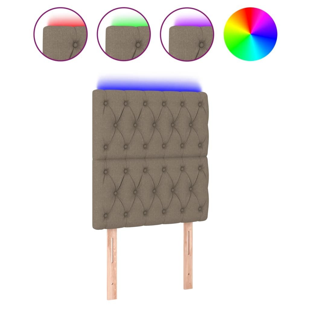 Zagłówek do łóżka z LED, taupe, 80x7x118/128 cm, tkanina Lumarko!