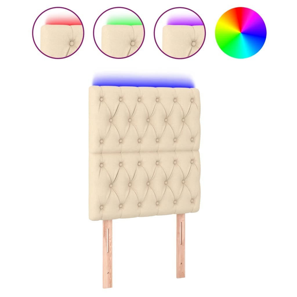 Zagłówek do łóżka z LED, kremowy, 80x7x118/128 cm, tkanina Lumarko!