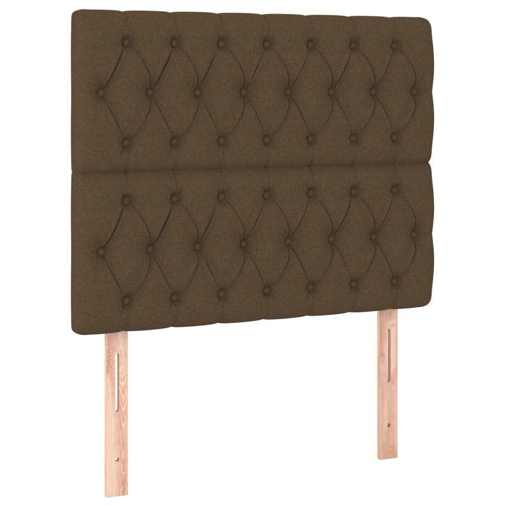 Zagłówek do łóżka z LED ciemnobrązowy 100x7x118/128 cm tkanina Lumarko!