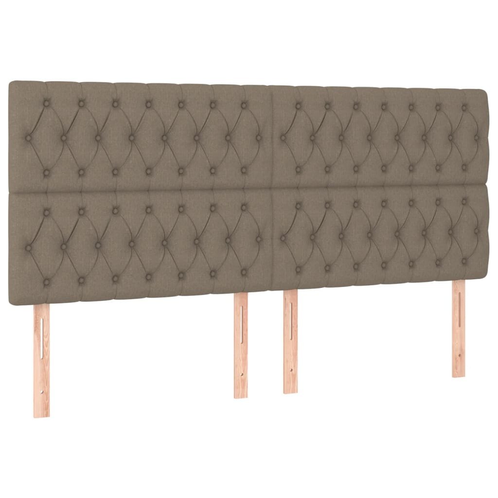 Zagłówek do łóżka z LED, taupe, 200x7x118/128 cm, tkanina Lumarko!