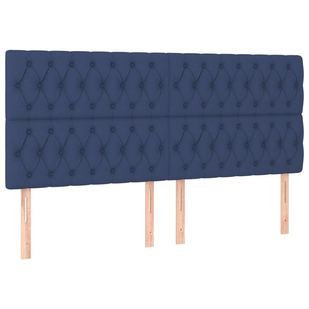 Zagłówek do łóżka z LED, niebieski, 200x7x118/128 cm, tkanina Lumarko!