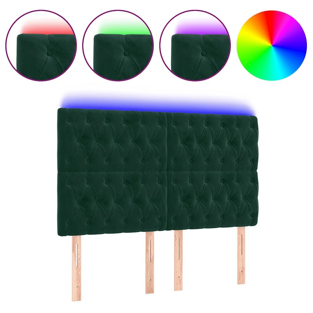 Zagłówek do łóżka z LED, ciemnozielony, 160x7x118/128 cm Lumarko!