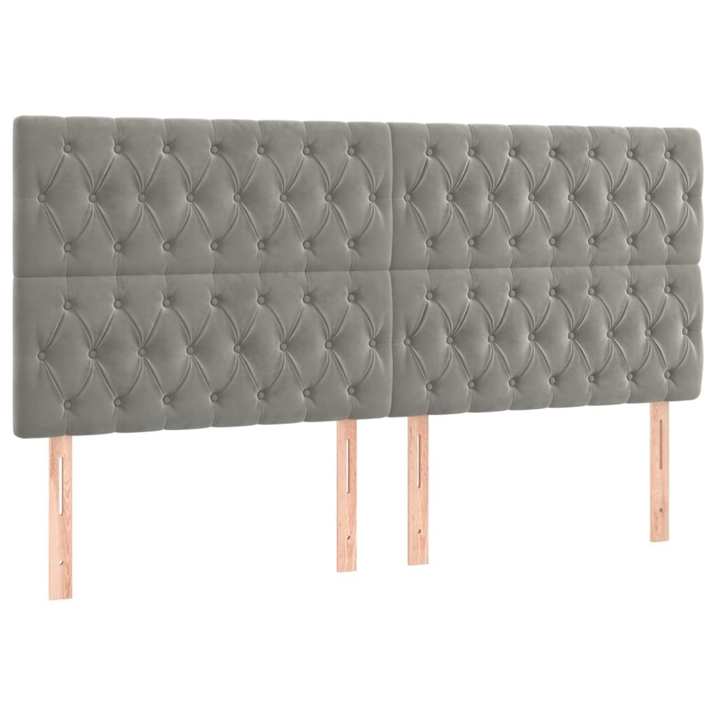 Zagłówek do łóżka z LED, jasnoszary, 180x7x118/128 cm, aksamit Lumarko!