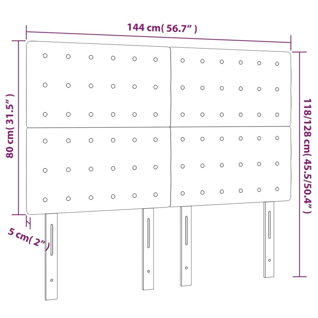 Zagłówek do łóżka z LED, taupe, 144x5x118/128 cm, tkanina Lumarko!