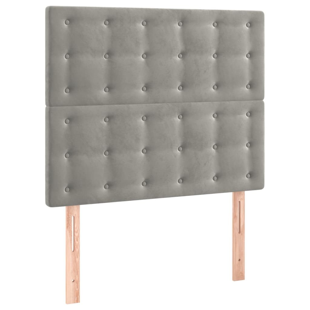 Zagłówek do łóżka z LED, jasnoszary, 80x5x118/128 cm, aksamit Lumarko!
