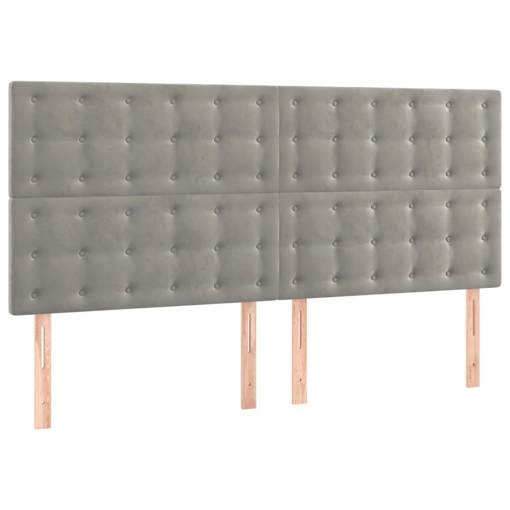 Zagłówek do łóżka z LED, jasnoszary, 160x5x118/128 cm, aksamit Lumarko!