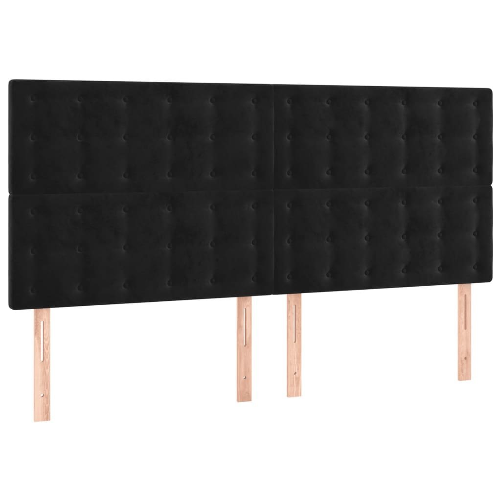 Zagłówek do łóżka z LED, czarny, 180x5x118/128 cm, aksamit Lumarko!