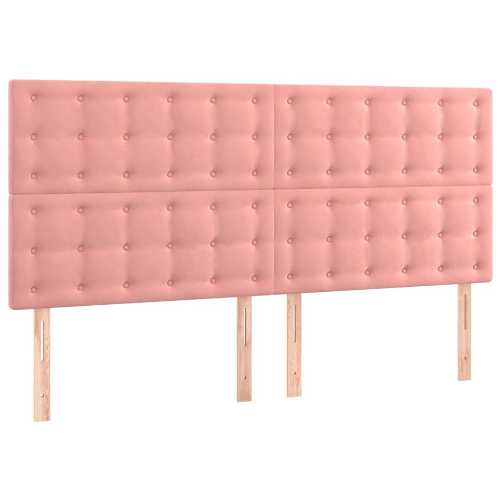 Zagłówek do łóżka z LED, różowy, 200x5x118/128 cm, aksamit Lumarko!