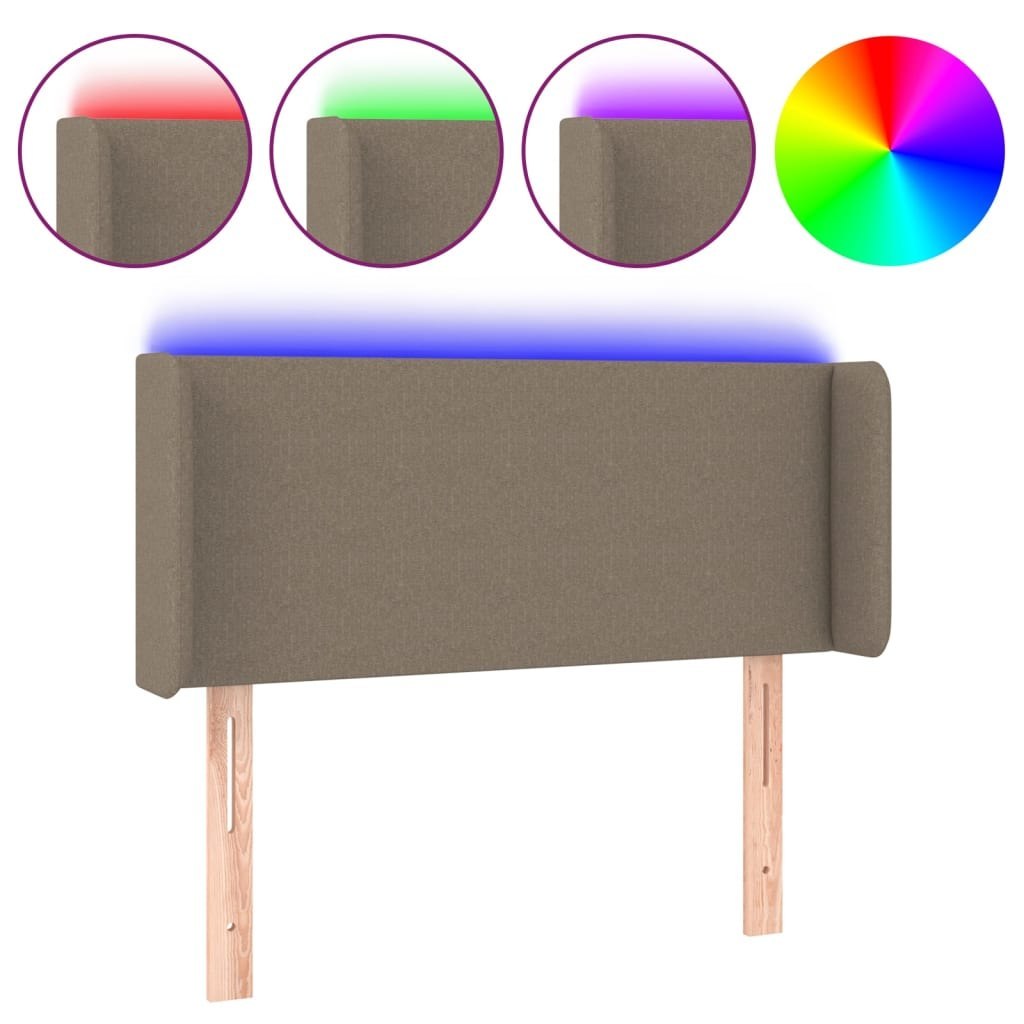 Zagłówek do łóżka z LED, taupe, 83x16x78/88 cm, tkanina Lumarko!