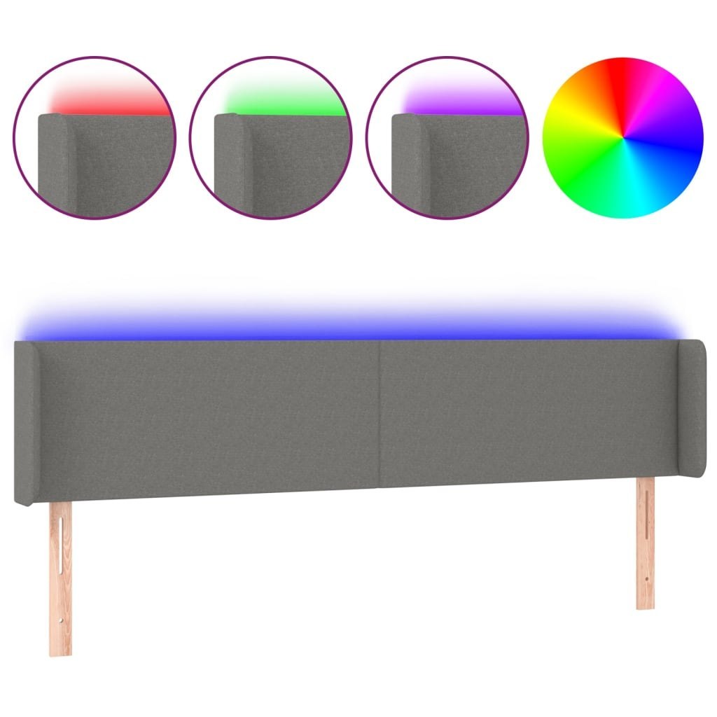 Zagłówek do łóżka z LED, ciemnoszary, 163x16x78/88 cm, tkanina Lumarko!
