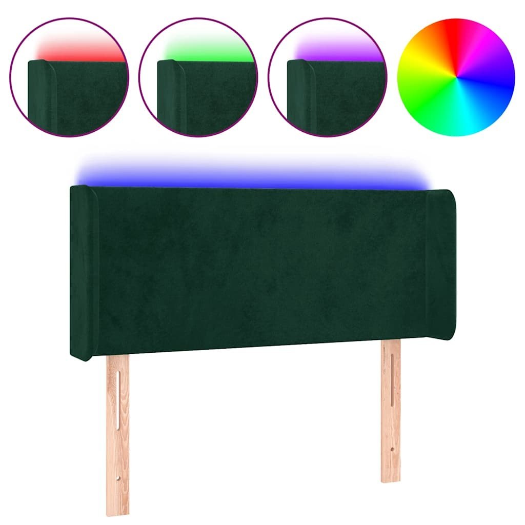 Zagłówek do łóżka z LED, ciemnozielony, 83x16x78/88 cm, aksamit Lumarko!
