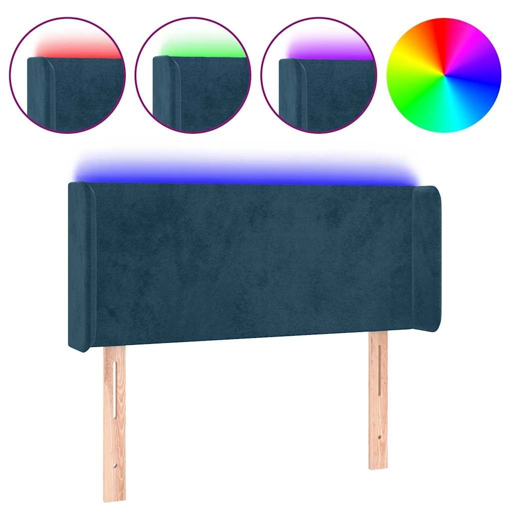 Zagłówek do łóżka z LED ciemnoniebieski 103x16x78/88 cm aksamit Lumarko!