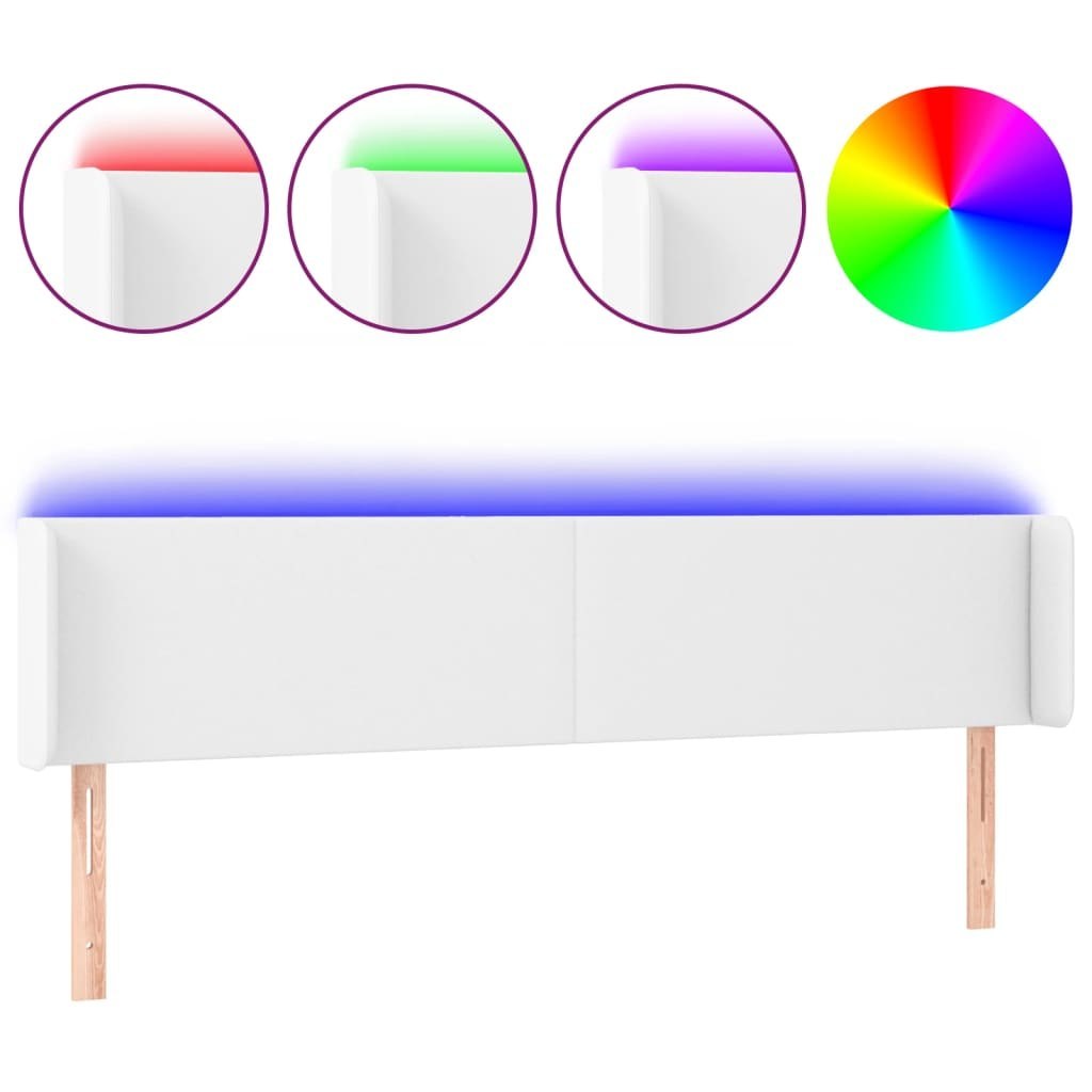 Zagłówek do łóżka z LED, biały, 183x16x78/88 cm, sztuczna skóra Lumarko!