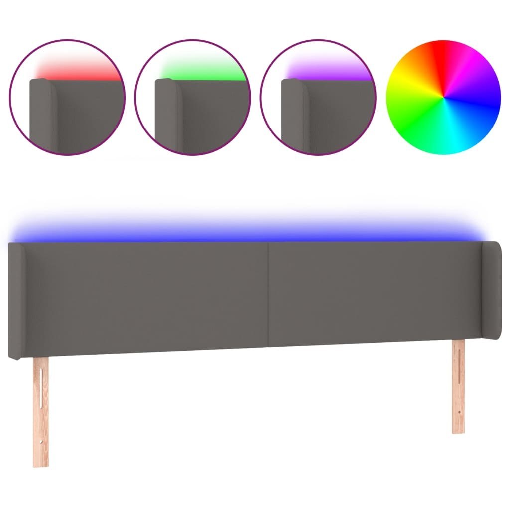 Zagłówek do łóżka z LED, szary, 183x16x78/88 cm sztuczna skóra Lumarko!