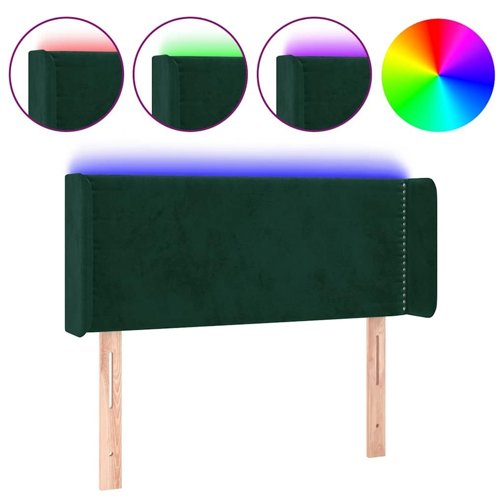Zagłówek do łóżka z LED, ciemnozielony, 83x16x78/88 cm, aksamit Lumarko!