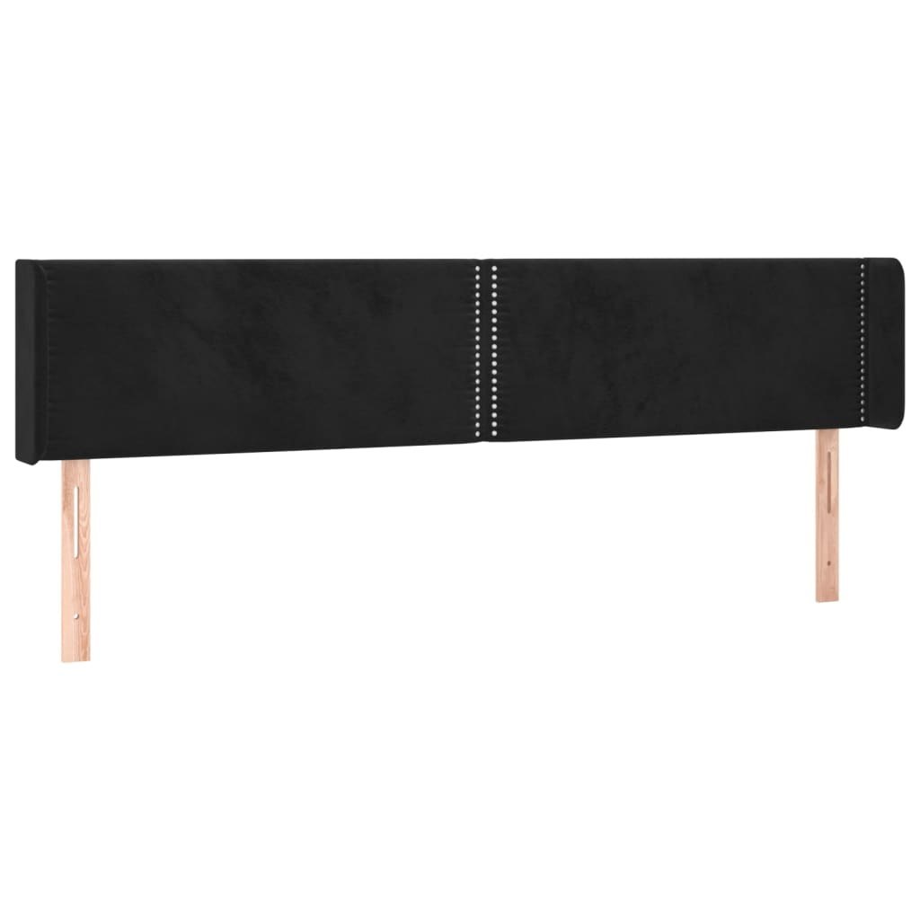 Zagłówek do łóżka z LED, czarny, 183x16x78/88 cm, aksamit Lumarko!