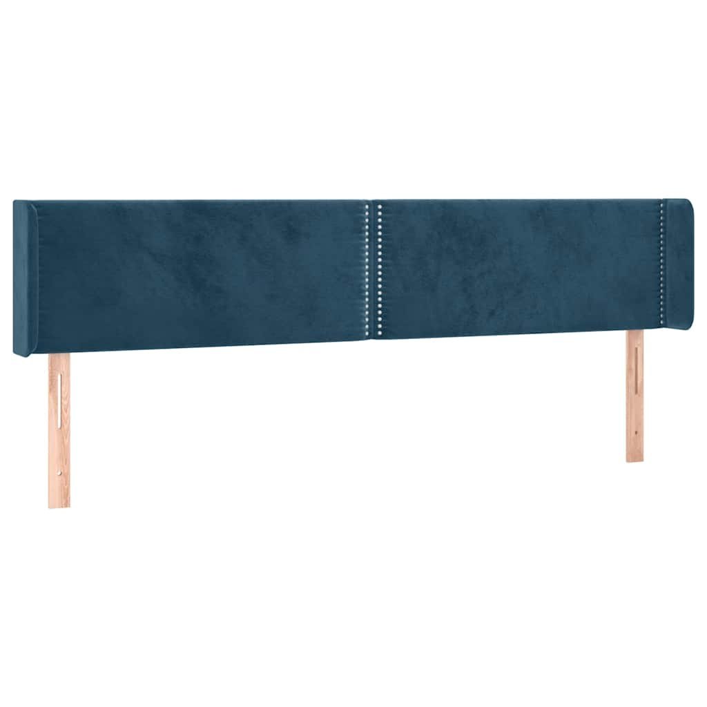 Zagłówek do łóżka z LED ciemnoniebieski 203x16x78/88 cm aksamit Lumarko!