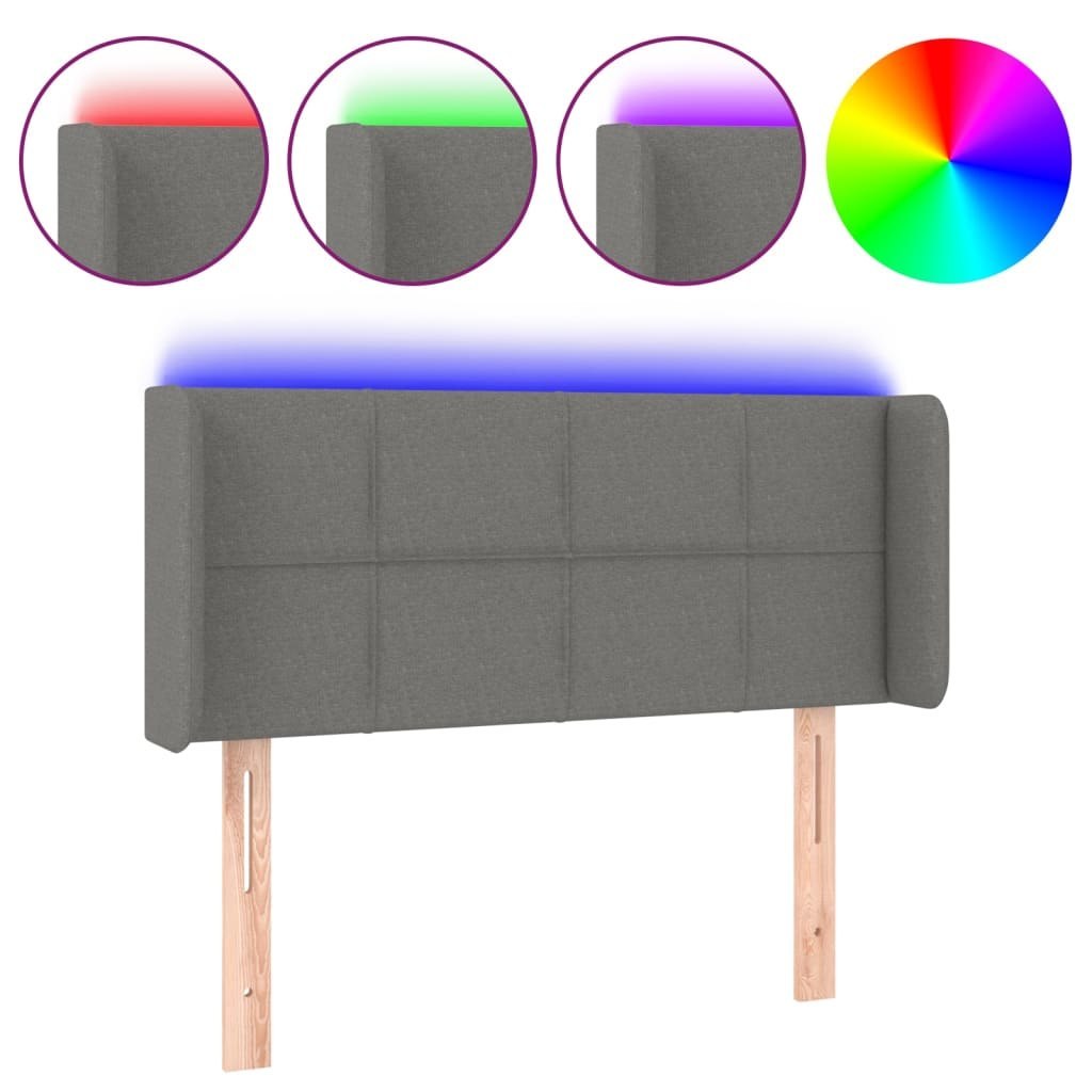 Zagłówek do łóżka z LED, ciemnoszary, 83x16x78/88 cm, tkanina Lumarko!