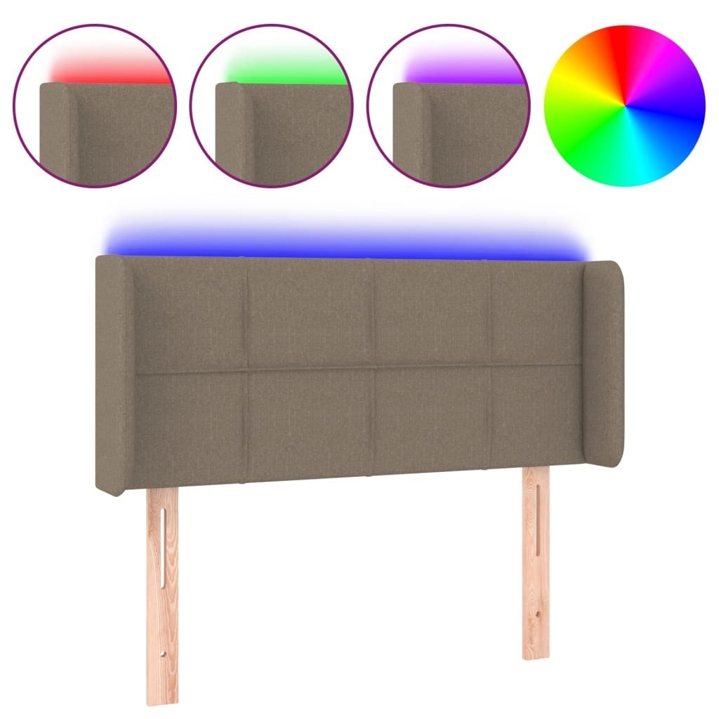 Zagłówek do łóżka z LED, taupe, 93x16x78/88 cm, tkanina Lumarko!