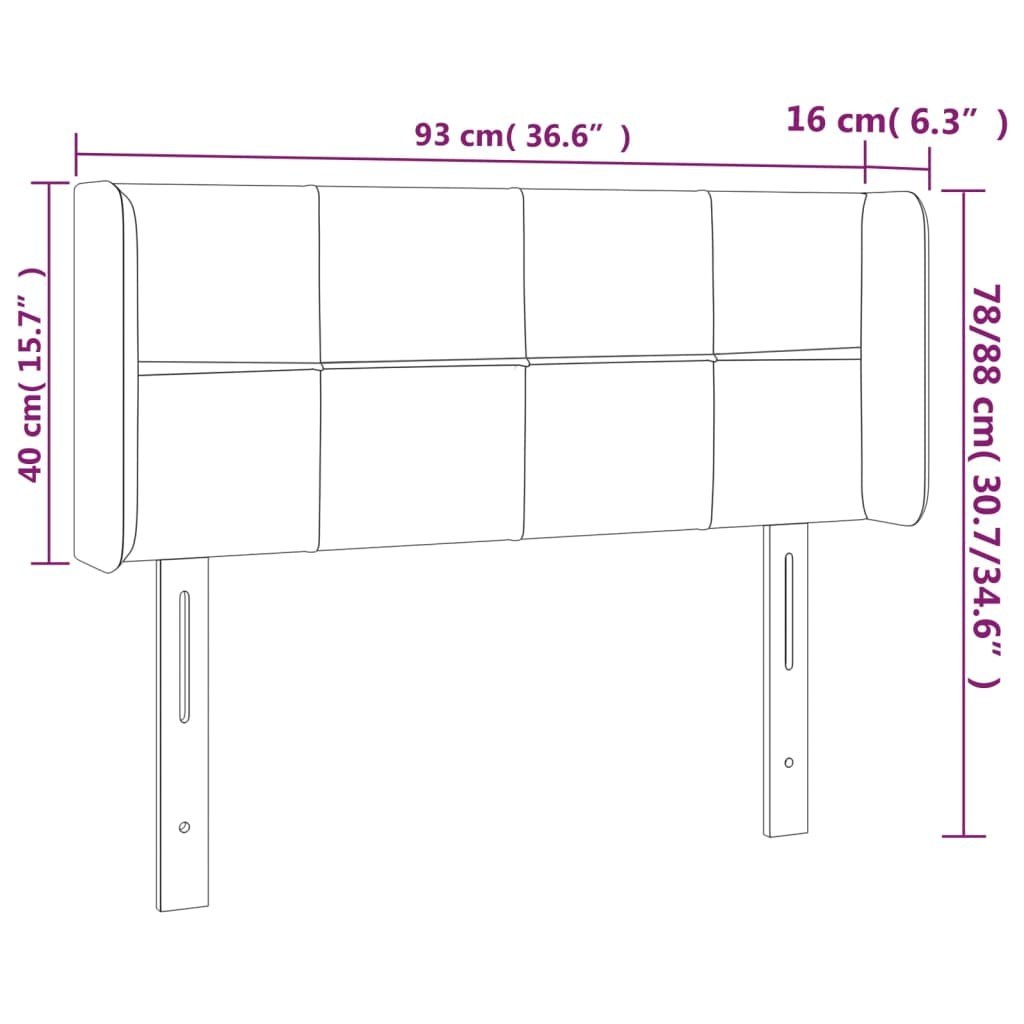 Zagłówek do łóżka z LED, taupe, 93x16x78/88 cm, tkanina Lumarko!