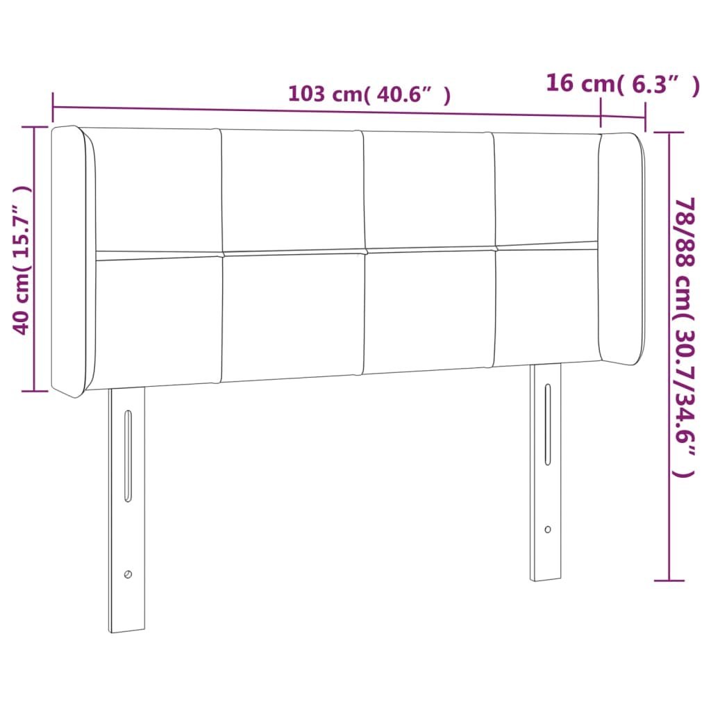 Zagłówek do łóżka z LED, jasnoszary, 103x16x78/88 cm, tkanina Lumarko!