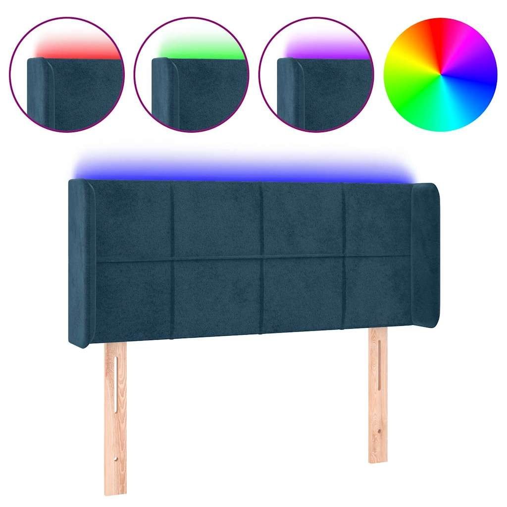 Zagłówek do łóżka z LED, ciemnoniebieski 83x16x78/88cm, aksamit Lumarko!