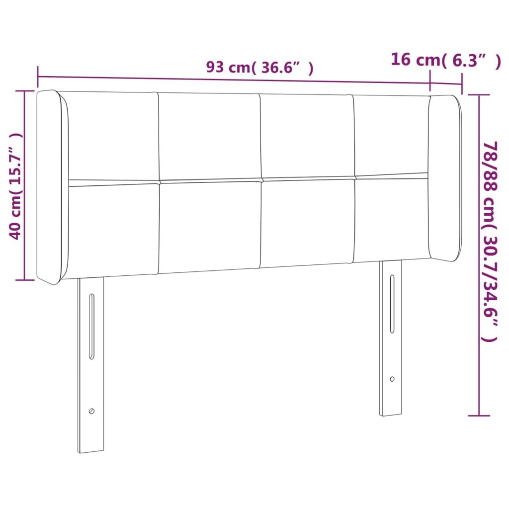 Zagłówek do łóżka z LED, ciemnoszary, 93x16x78/88 cm, aksamit Lumarko!