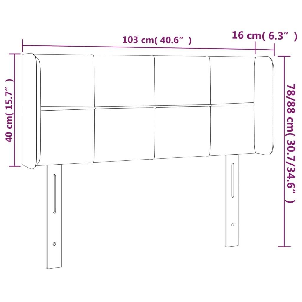 Zagłówek do łóżka z LED, ciemnoszary, 103x16x78/88 cm, aksamit Lumarko!