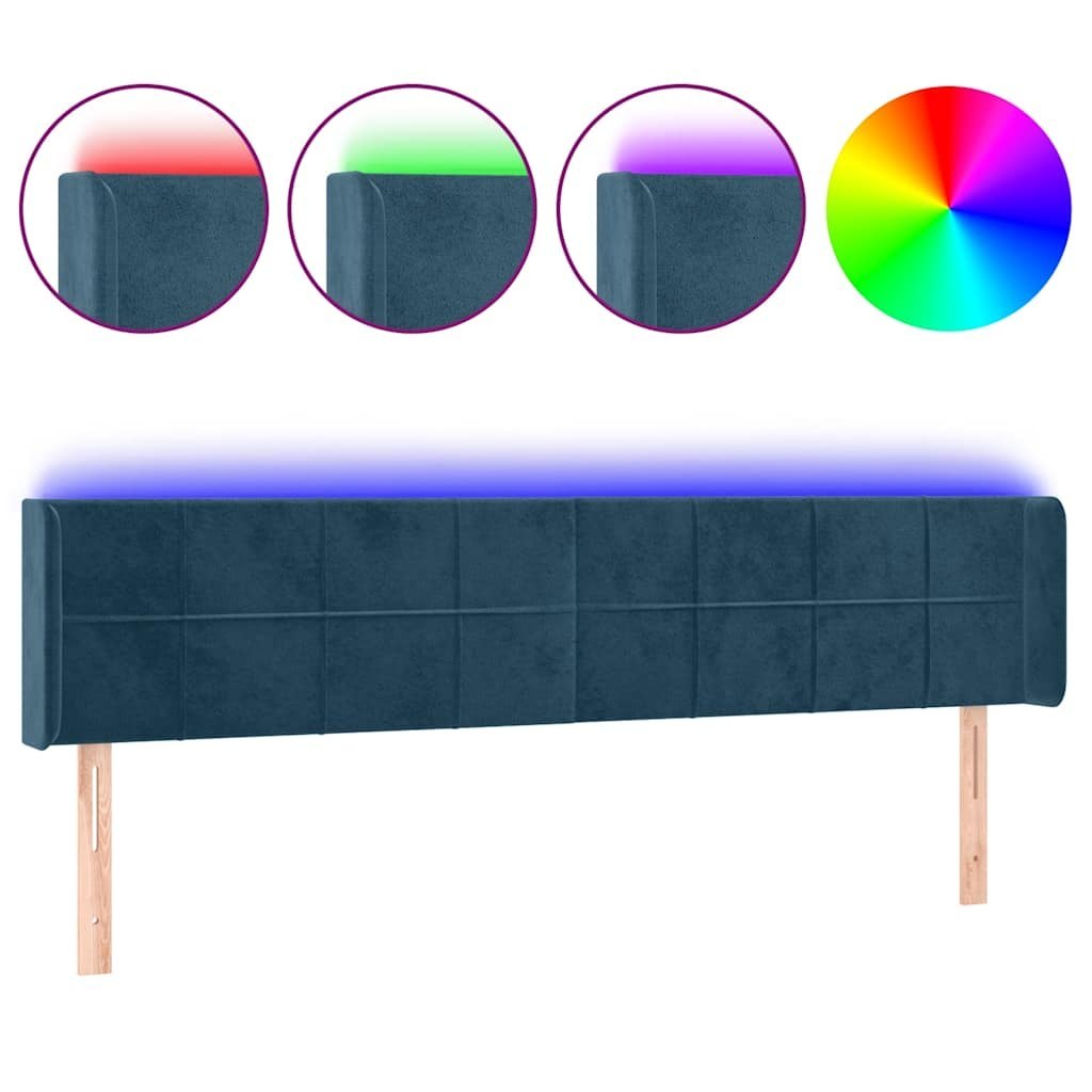 Zagłówek do łóżka z LED ciemnoniebieski 163x16x78/88 cm aksamit Lumarko!